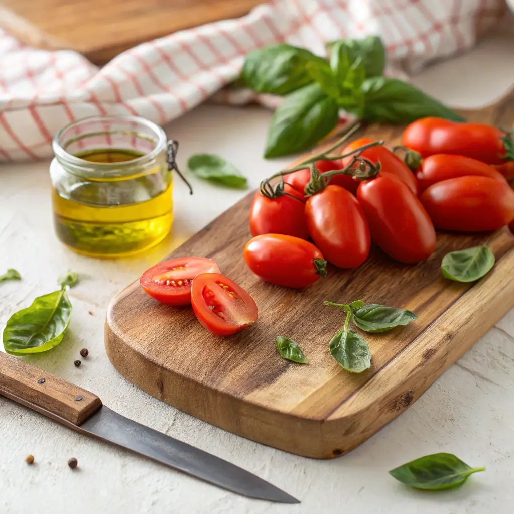 Simmering San Marzano tomato sauce in a saucepan