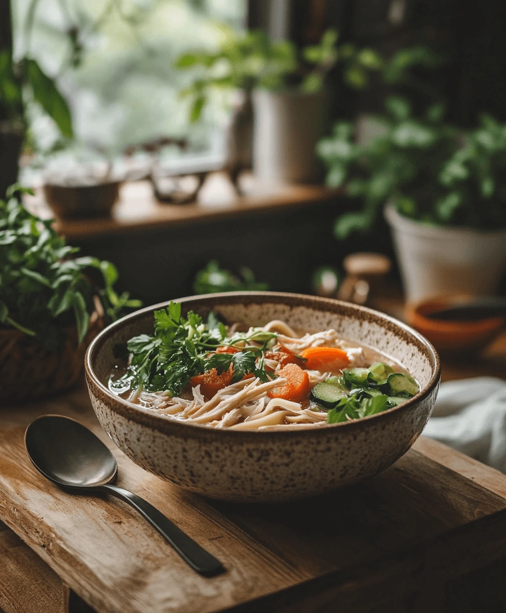 campbells gluten free soups Bowl of gluten-free chicken noodle soup with fresh vegetables and shredded chicken.