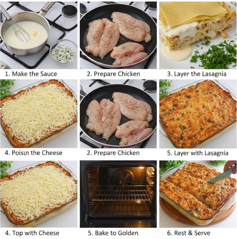 Blue Lasagna with Cordone Chicken