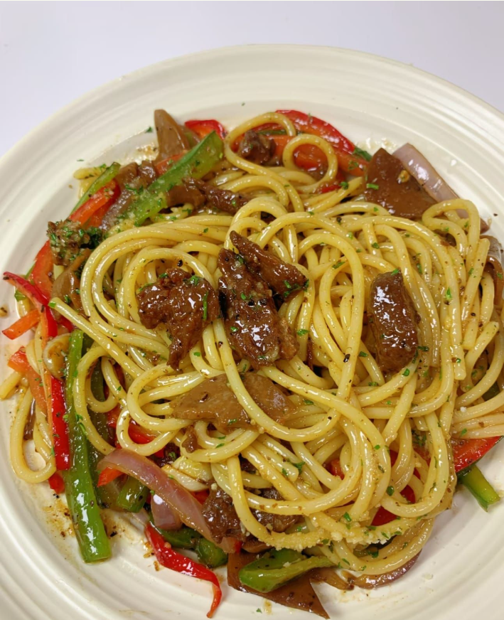Easy Garlic Herb Beef Spaghetti