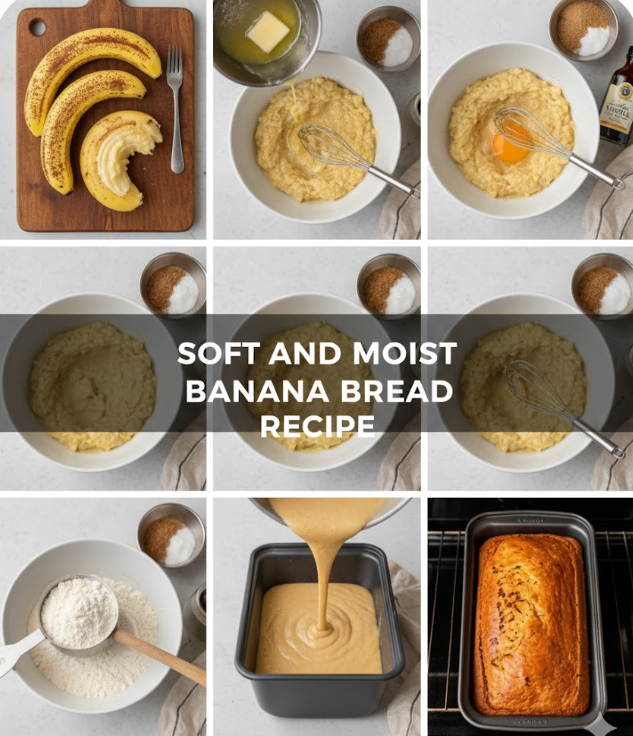 Soft and Moist Banana Bread Recipe