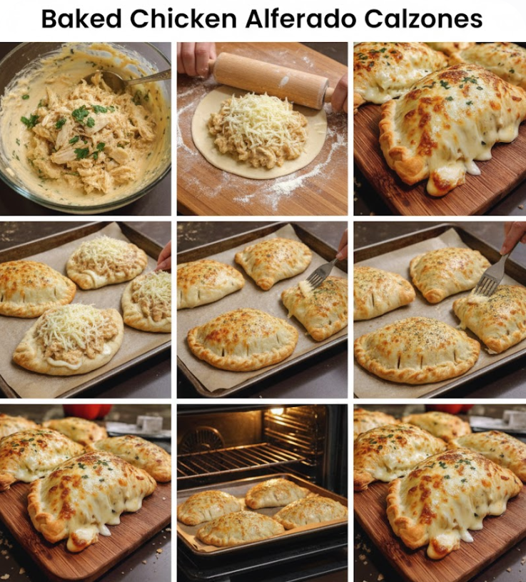 Baked Chicken Alfredo Calzones