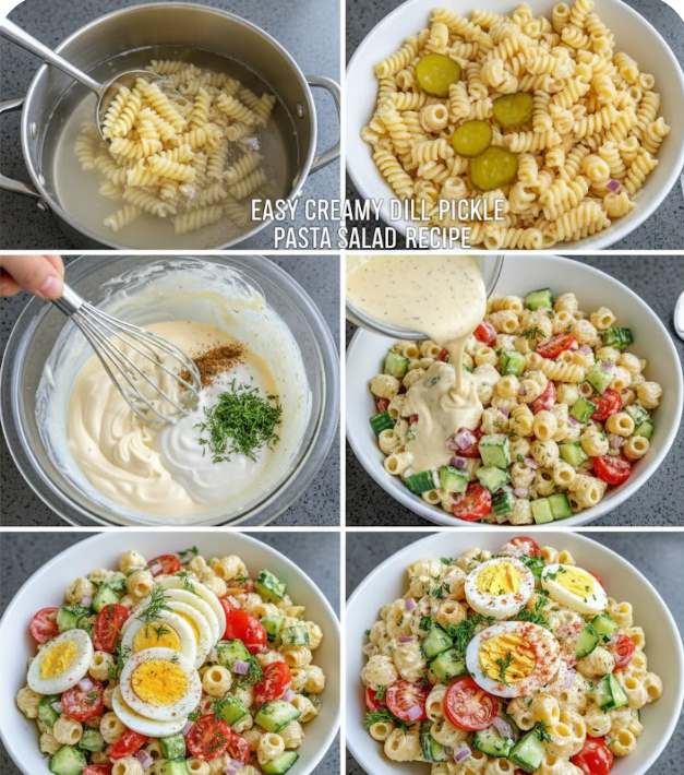 Easy Creamy Dill Pickle Pasta Salad Recipe