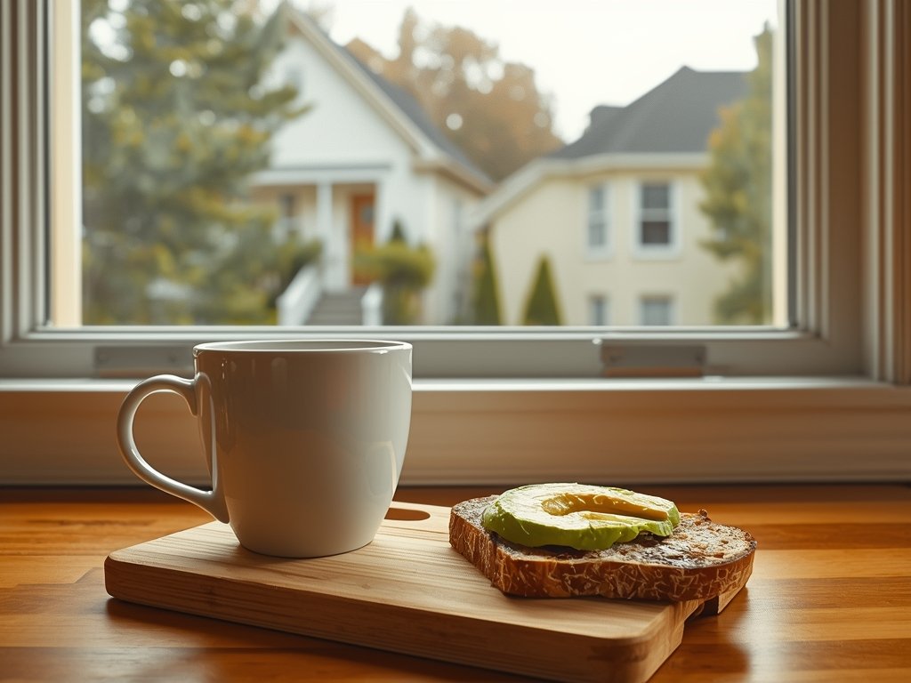 A mug of freshly brewed coffee with a slice of